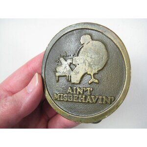 Vintage Brass Aint Misbehavin Belt Buckle 1978 Piano Music Musicals